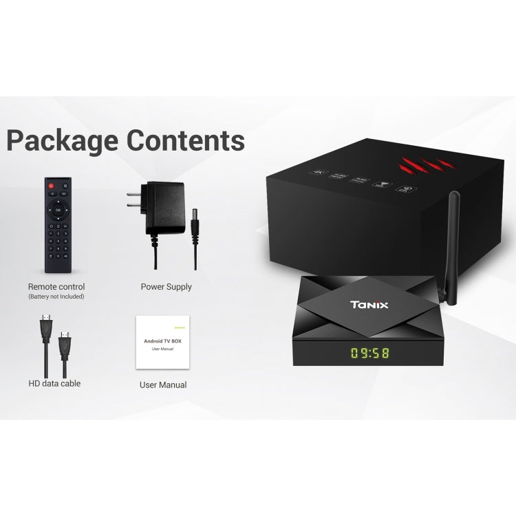 TANIX TX6s 4K Smart TV BOX Android 10 Media Player wtih Remote Control, Quad Core Allwinner H616, RAM: 4GB, ROM: 64GB, 2.4GHz/5GHz WiFi, Bluetooth, AU Plug, 4GB+64GB