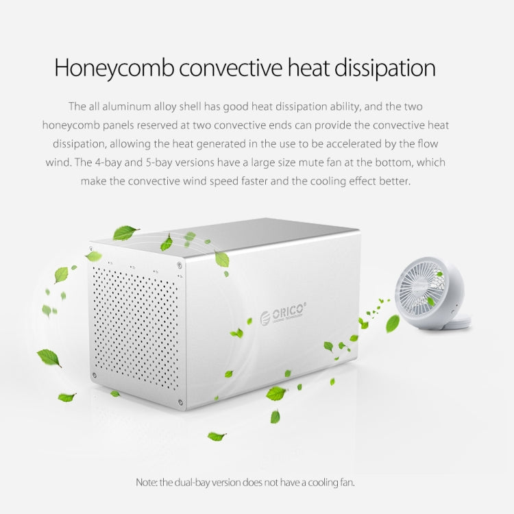 ORICO Honeycomb Series WS200RC3 SATA 3.5 inch 20TB USB 3.1 USB-C / Type-C Dual Bays Aluminum Alloy HDD / SSD Enclosure with Raid, SATA 3.5 inch 20TB USB 3.1 USB-C / Type-C Dual Bays with Raid