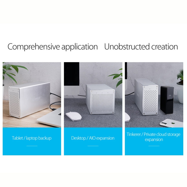 ORICO Honeycomb Series WS400C3 SATA 3.5 inch 40TB USB-C / Type-C 4 Bays Aluminum Alloy HDD / SSD Enclosure, USB-C / Type-C 4 Bays