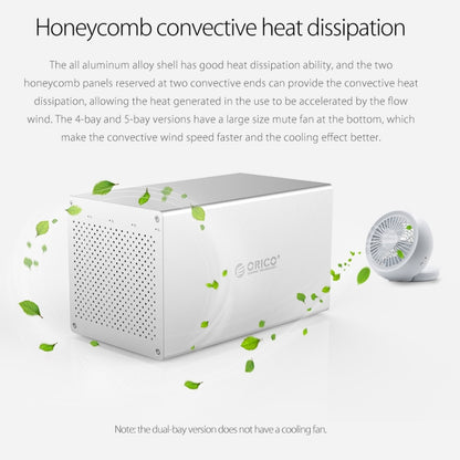 ORICO Honeycomb Series WS500C3 SATA 3.5 inch 50TB USB-C / Type-C 5 Bays Aluminum Alloy HDD / SSD Enclosure, USB-C / Type-C 5 Bays