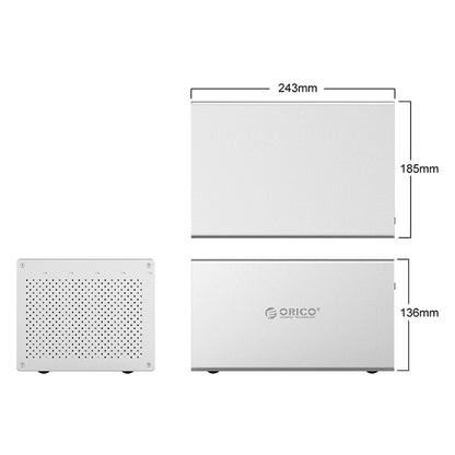 ORICO Honeycomb Series WS500RC3 SATA 3.5 inch 50TB USB-C / Type-C 5 Bays Aluminum Alloy HDD / SSD Enclosure with Raid, USB-C / Type-C 5 Bays with Raid