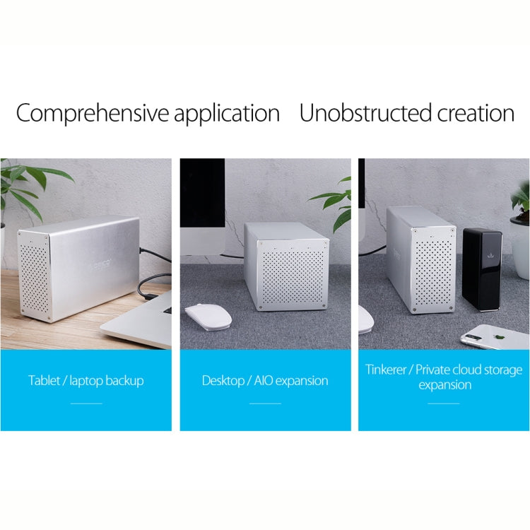 ORICO Honeycomb Series WS500RC3 SATA 3.5 inch 50TB USB-C / Type-C 5 Bays Aluminum Alloy HDD / SSD Enclosure with Raid, USB-C / Type-C 5 Bays with Raid