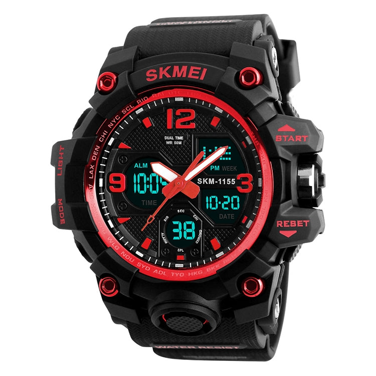 SKMEI 1155B Montre-bracelet multifonction pour homme, de sport, d'extérieur, noctilucente, étanche, à grand cadran