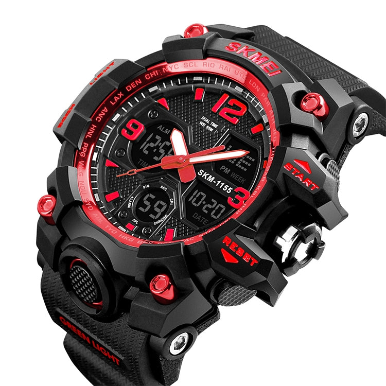 SKMEI 1155B Montre-bracelet multifonction pour homme, de sport, d'extérieur, noctilucente, étanche, à grand cadran