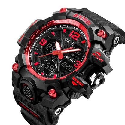 SKMEI 1155B Montre-bracelet multifonction pour homme, de sport, d'extérieur, noctilucente, étanche, à grand cadran