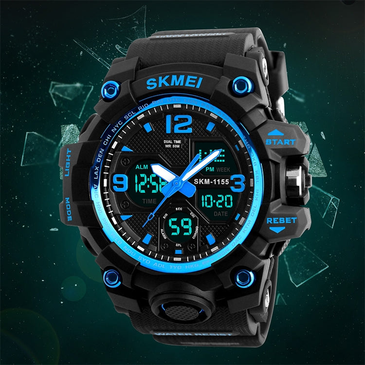 SKMEI 1155B Montre-bracelet multifonction pour homme, de sport, d'extérieur, noctilucente, étanche, à grand cadran