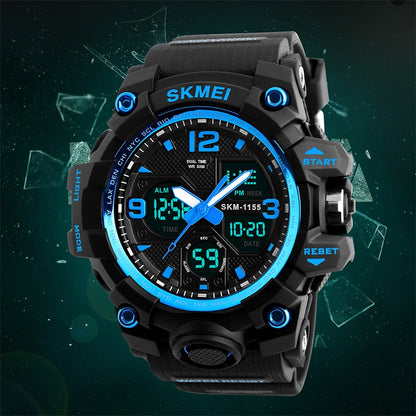 SKMEI 1155B Montre-bracelet multifonction pour homme, de sport, d'extérieur, noctilucente, étanche, à grand cadran