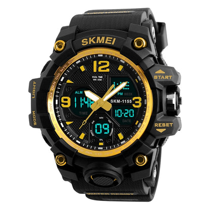 SKMEI 1155B Montre-bracelet multifonction pour homme, de sport, d'extérieur, noctilucente, étanche, à grand cadran