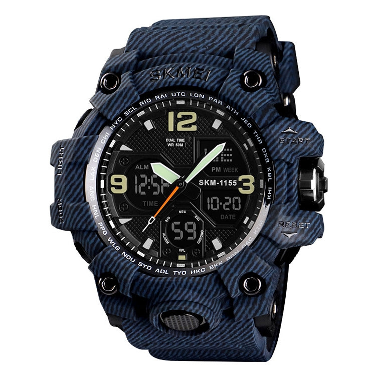 SKMEI 1155B Montre-bracelet multifonction pour homme, de sport, d'extérieur, noctilucente, étanche, à grand cadran
