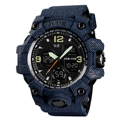 SKMEI 1155B Montre-bracelet multifonction pour homme, de sport, d'extérieur, noctilucente, étanche, à grand cadran