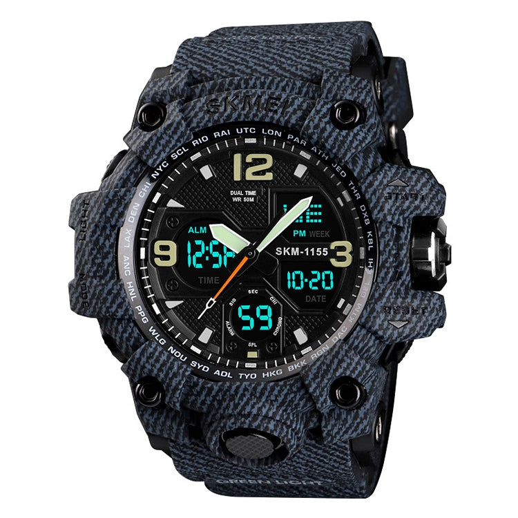 SKMEI 1155B Montre-bracelet multifonction pour homme, de sport, d'extérieur, noctilucente, étanche, à grand cadran