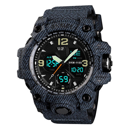 SKMEI 1155B Montre-bracelet multifonction pour homme, de sport, d'extérieur, noctilucente, étanche, à grand cadran