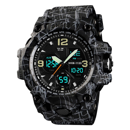 SKMEI 1155B Montre-bracelet multifonction pour homme, de sport, d'extérieur, noctilucente, étanche, à grand cadran