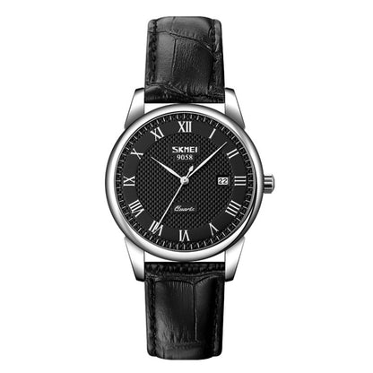 SKMEI 9058 Montre-bracelet à quartz multifonctionnelle étanche à coque argentée, EDA00092301A, EDA00092301B, EDA00092301C, EDA00092301D, EDA00092301E, EDA00092301F