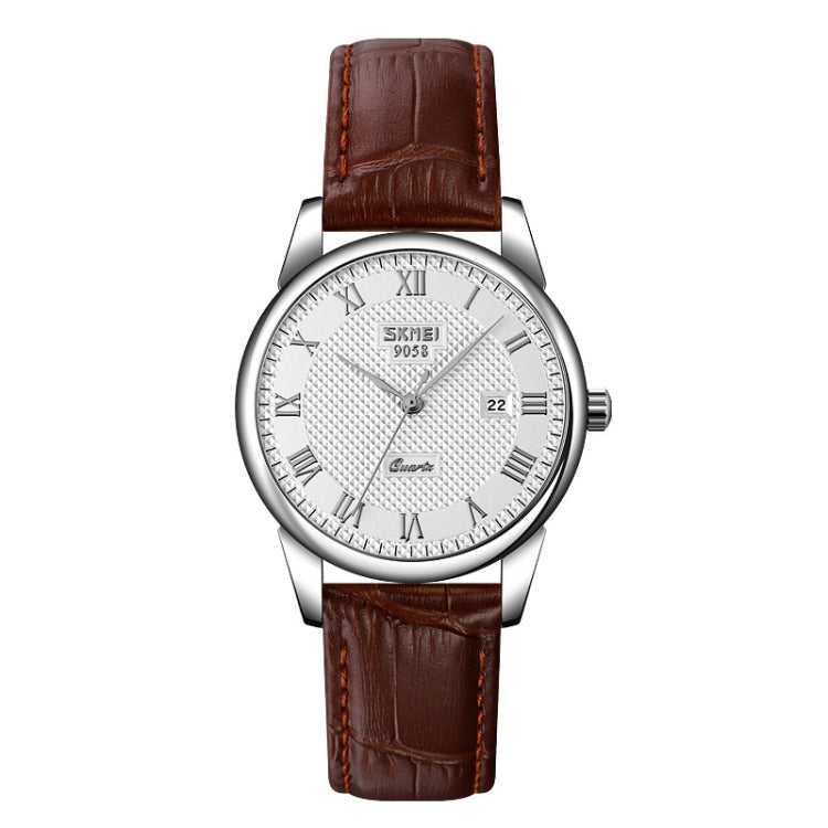 SKMEI 9058 Montre-bracelet à quartz multifonctionnelle étanche à coque argentée, EDA00092301A, EDA00092301B, EDA00092301C, EDA00092301D, EDA00092301E, EDA00092301F
