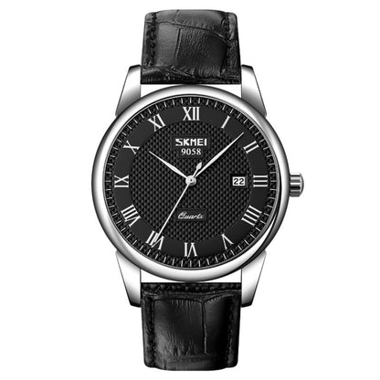 SKMEI 9058 Montre-bracelet à quartz multifonctionnelle étanche à coque argentée, EDA00092301A, EDA00092301B, EDA00092301C, EDA00092301D, EDA00092301E, EDA00092301F