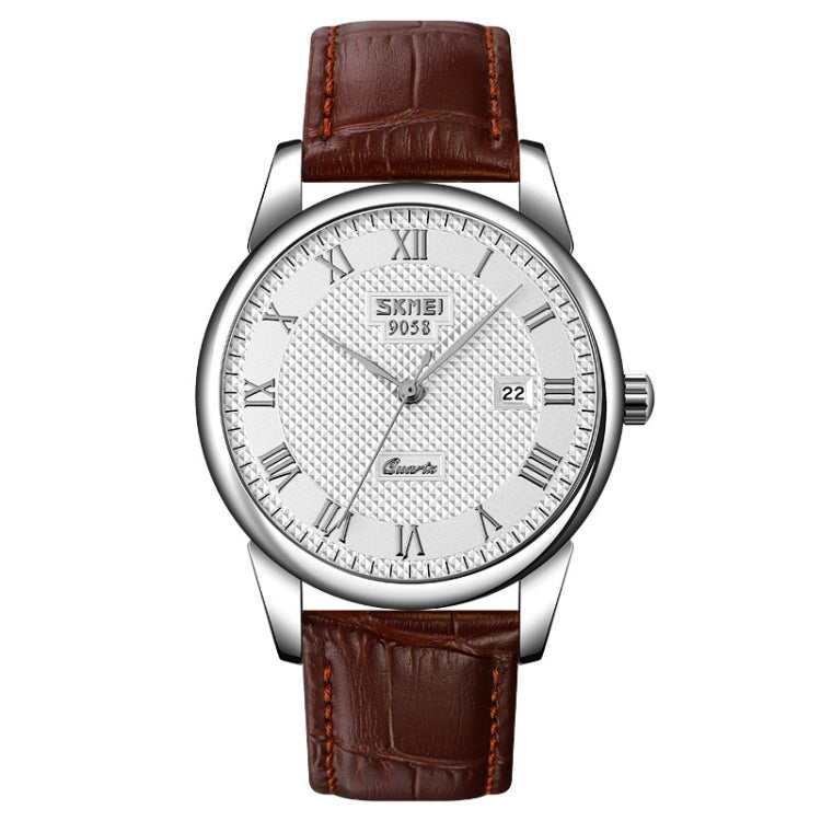 SKMEI 9058 Montre-bracelet à quartz multifonctionnelle étanche à coque argentée, EDA00092301A, EDA00092301B, EDA00092301C, EDA00092301D, EDA00092301E, EDA00092301F