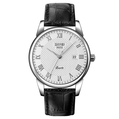SKMEI 9058 Montre-bracelet à quartz multifonctionnelle étanche à coque argentée, EDA00092301A, EDA00092301B, EDA00092301C, EDA00092301D, EDA00092301E, EDA00092301F