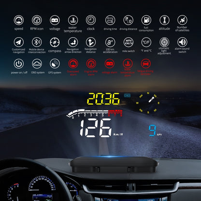 D1 Car OBD2 HUD Head-up Display GPS Speed Meter Speed / Voltage / Water Temperature Speed Alarm, D1