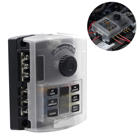 WUPP ZH-1222A1 High Current Independent Positive and Negative 6-way LED Indicator Plug Fuse Box, 6-way