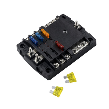 WUPP ZH-1222A1 High Current Independent Positive and Negative 6-way LED Indicator Plug Fuse Box, 6-way