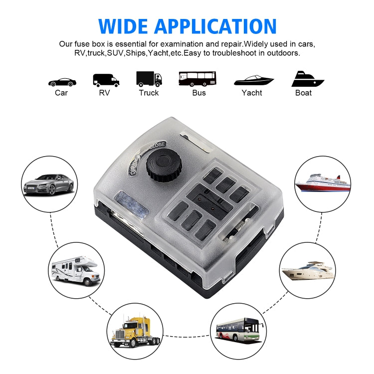 WUPP ZH-1222A1 High Current Independent Positive and Negative 6-way LED Indicator Plug Fuse Box, 6-way