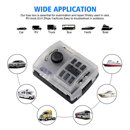 WUPP ZH-1222A1 High Current Independent Positive and Negative 6-way LED Indicator Plug Fuse Box, 6-way