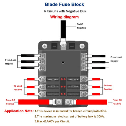 WUPP ZH-1222A1 High Current Independent Positive and Negative 6-way LED Indicator Plug Fuse Box, 6-way