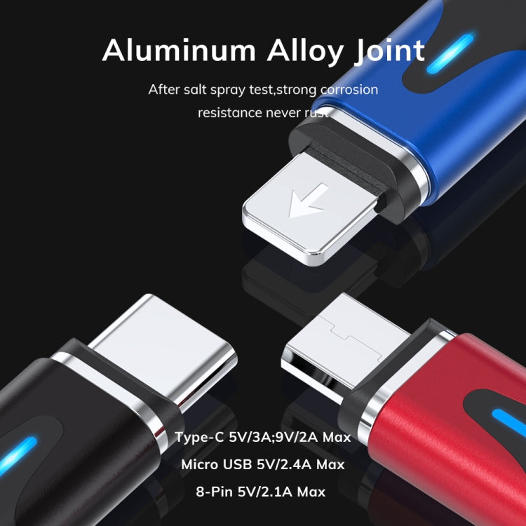 扁形磁吸金属接头 尼龙编织磁吸快充数据线, 1m USB to 8 Pin, 1m 3 in 1