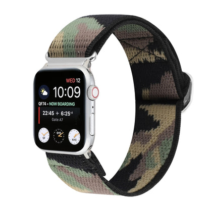 Metal Japanese Buckle Elastic Nylon Replacement Watchbands, For Apple Watch Series 7 45mm / 6 & SE & 5 & 4 44mm / 3 & 2 & 1 42mm, For Apple Watch Series 8&7 41mm / SE 2&6&SE&5&4 40mm / 3&2&1 38mm���������������������������������������������������������...
