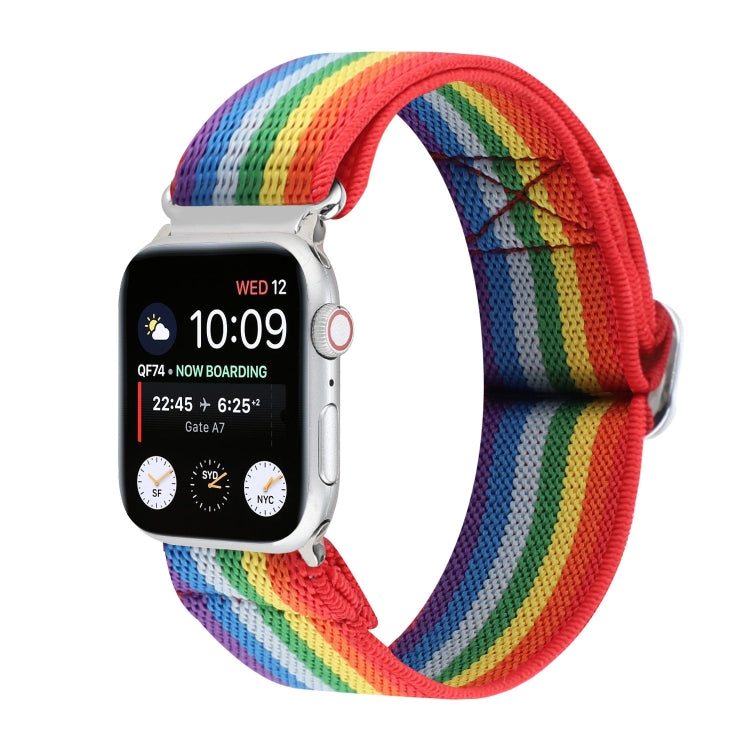 Metal Japanese Buckle Elastic Nylon Replacement Watchbands, For Apple Watch Series 7 45mm / 6 & SE & 5 & 4 44mm / 3 & 2 & 1 42mm, For Apple Watch Series 8&7 41mm / SE 2&6&SE&5&4 40mm / 3&2&1 38mm���������������������������������������������������������...