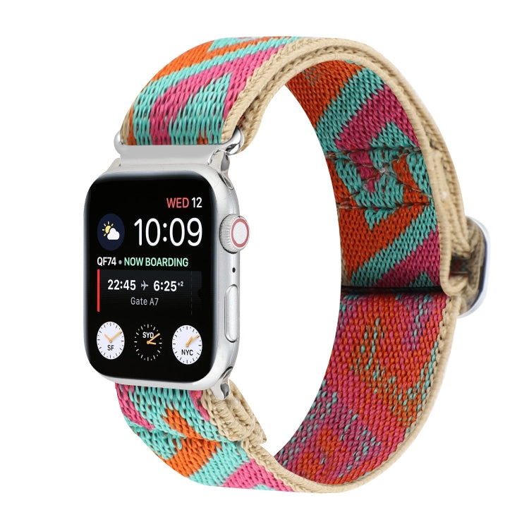 Metal Japanese Buckle Elastic Nylon Replacement Watchbands, For Apple Watch Series 7 45mm / 6 & SE & 5 & 4 44mm / 3 & 2 & 1 42mm, For Apple Watch Series 8&7 41mm / SE 2&6&SE&5&4 40mm / 3&2&1 38mm���������������������������������������������������������...