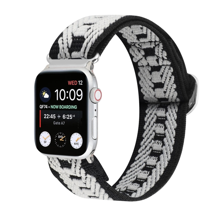 Metal Japanese Buckle Elastic Nylon Replacement Watchbands, For Apple Watch Series 7 45mm / 6 & SE & 5 & 4 44mm / 3 & 2 & 1 42mm, For Apple Watch Series 8&7 41mm / SE 2&6&SE&5&4 40mm / 3&2&1 38mm���������������������������������������������������������...