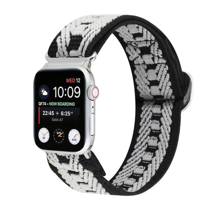 Metal Japanese Buckle Elastic Nylon Replacement Watchbands, For Apple Watch Series 7 45mm / 6 & SE & 5 & 4 44mm / 3 & 2 & 1 42mm, For Apple Watch Series 8&7 41mm / SE 2&6&SE&5&4 40mm / 3&2&1 38mm���������������������������������������������������������...