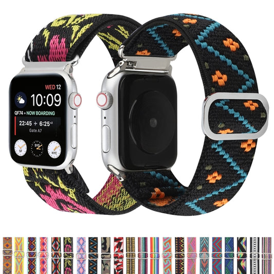 Metal Japanese Buckle Elastic Nylon Replacement Watchbands, For Apple Watch Series 7 45mm / 6 & SE & 5 & 4 44mm / 3 & 2 & 1 42mm, For Apple Watch Series 8&7 41mm / SE 2&6&SE&5&4 40mm / 3&2&1 38mm���������������������������������������������������������...