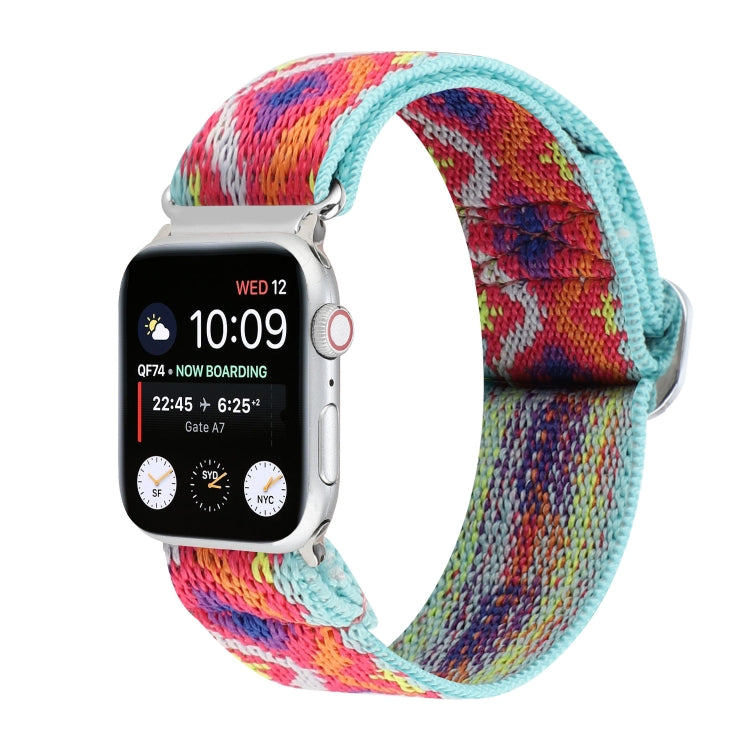 Metal Japanese Buckle Elastic Nylon Replacement Watchbands, For Apple Watch Series 7 45mm / 6 & SE & 5 & 4 44mm / 3 & 2 & 1 42mm, For Apple Watch Series 8&7 41mm / SE 2&6&SE&5&4 40mm / 3&2&1 38mm���������������������������������������������������������...