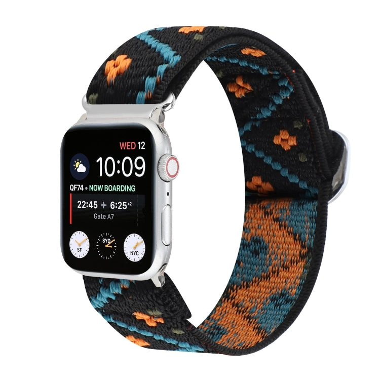 Metal Japanese Buckle Elastic Nylon Replacement Watchbands, For Apple Watch Series 7 45mm / 6 & SE & 5 & 4 44mm / 3 & 2 & 1 42mm, For Apple Watch Series 8&7 41mm / SE 2&6&SE&5&4 40mm / 3&2&1 38mm���������������������������������������������������������...