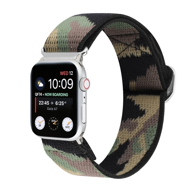 Metal Japanese Buckle Elastic Nylon Replacement Watchbands, For Apple Watch Series 7 45mm / 6 & SE & 5 & 4 44mm / 3 & 2 & 1 42mm, For Apple Watch Series 8&7 41mm / SE 2&6&SE&5&4 40mm / 3&2&1 38mm���������������������������������������������������������...