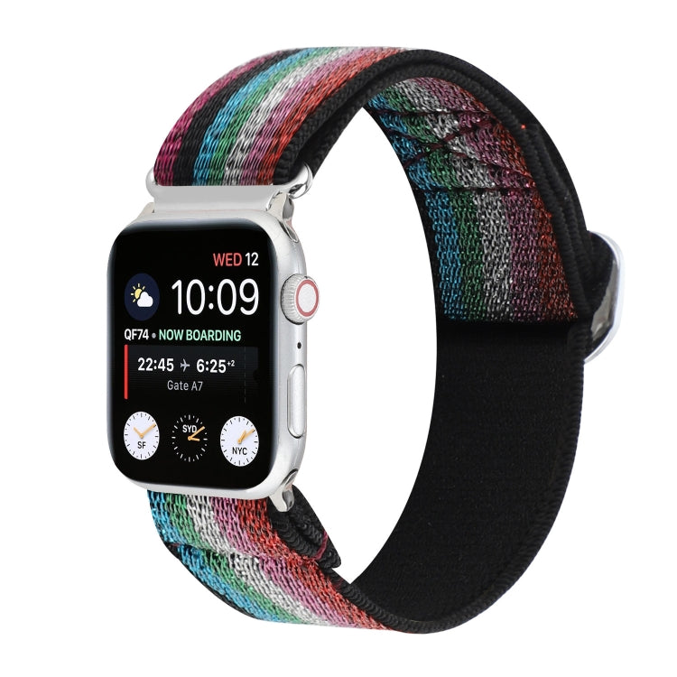 Metal Japanese Buckle Elastic Nylon Replacement Watchbands, For Apple Watch Series 7 45mm / 6 & SE & 5 & 4 44mm / 3 & 2 & 1 42mm, For Apple Watch Series 8&7 41mm / SE 2&6&SE&5&4 40mm / 3&2&1 38mm���������������������������������������������������������...