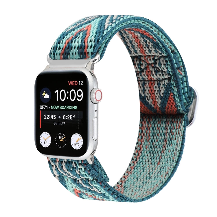 Metal Japanese Buckle Elastic Nylon Replacement Watchbands, For Apple Watch Series 7 45mm / 6 & SE & 5 & 4 44mm / 3 & 2 & 1 42mm, For Apple Watch Series 8&7 41mm / SE 2&6&SE&5&4 40mm / 3&2&1 38mm���������������������������������������������������������...