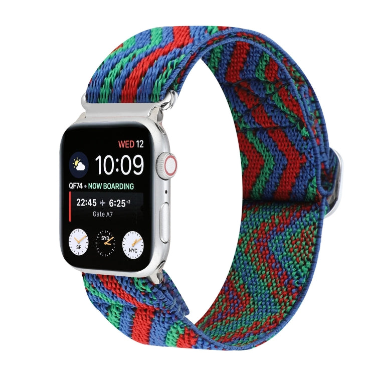 Metal Japanese Buckle Elastic Nylon Replacement Watchbands, For Apple Watch Series 7 45mm / 6 & SE & 5 & 4 44mm / 3 & 2 & 1 42mm, For Apple Watch Series 8&7 41mm / SE 2&6&SE&5&4 40mm / 3&2&1 38mm���������������������������������������������������������...