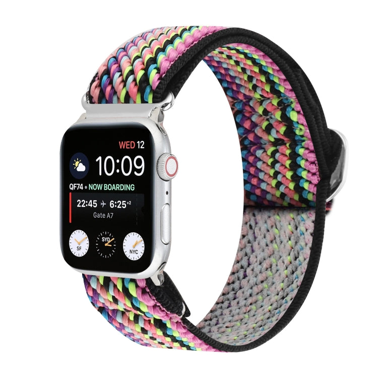 Metal Japanese Buckle Elastic Nylon Replacement Watchbands, For Apple Watch Series 7 45mm / 6 & SE & 5 & 4 44mm / 3 & 2 & 1 42mm, For Apple Watch Series 8&7 41mm / SE 2&6&SE&5&4 40mm / 3&2&1 38mm���������������������������������������������������������...