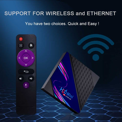 H96 Mini V8 4K Smart TV Box with Remote Control, Android 10.0, RK3228A Quad-core Cortex-A7, 1GB+8GB, Built-in TikTok, Support DLNA / HDMI / USBx2 / 2.4G WIFI, EU Plug, US Plug, UK Plug, AU Plug