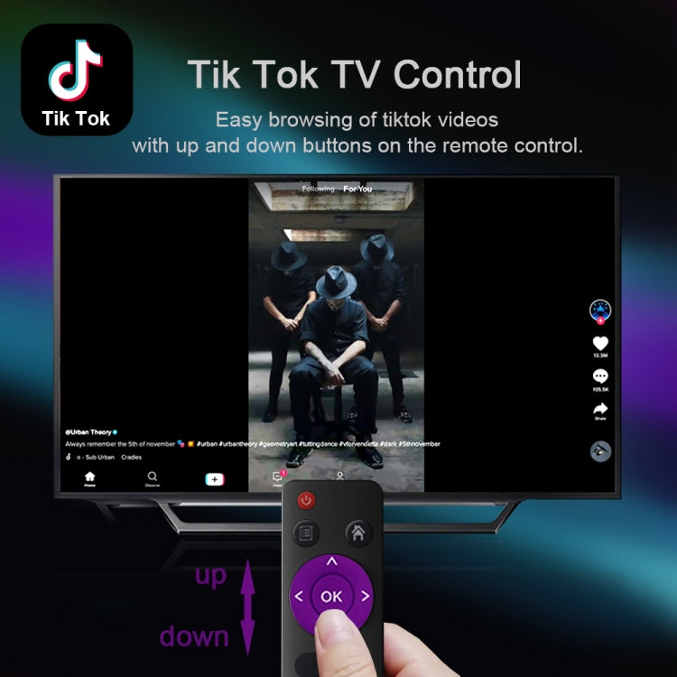 H96 Mini V8 4K Smart TV Box with Remote Control, Android 10.0, RK3228A Quad-core Cortex-A7, 1GB+8GB, Built-in TikTok, Support DLNA / HDMI / USBx2 / 2.4G WIFI, EU Plug, US Plug, UK Plug, AU Plug