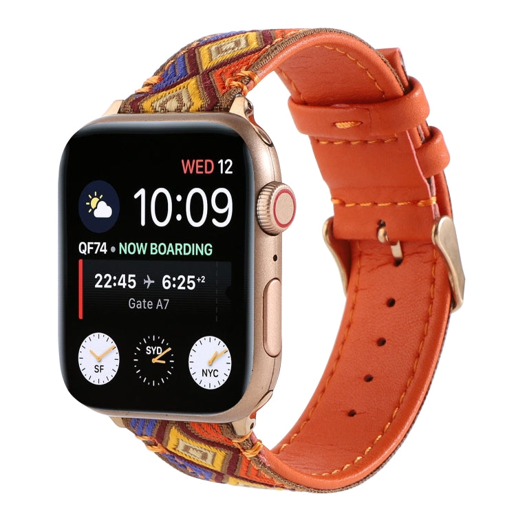 Ethnic Leather Watchband For Apple Watch Series 6 & SE & 5 & 4 40mm / 3 & 2 & 1 38mm, For Apple Watch Series 7 41mm / 6 & SE & 5 & 4 40mm / 3 & 2 & 1 38mm
