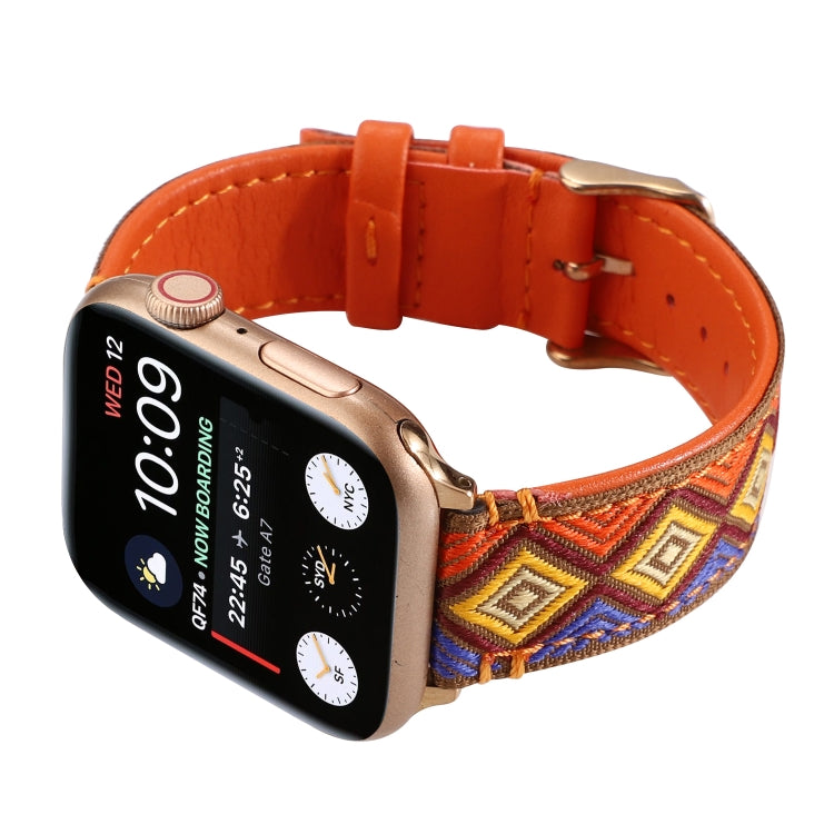 Ethnic Leather Watchband For Apple Watch Series 6 & SE & 5 & 4 40mm / 3 & 2 & 1 38mm, For Apple Watch Series 7 41mm / 6 & SE & 5 & 4 40mm / 3 & 2 & 1 38mm