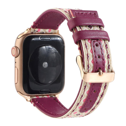 Ethnic Leather Watchband For Apple Watch Series 6 & SE & 5 & 4 40mm / 3 & 2 & 1 38mm, For Apple Watch Series 7 41mm / 6 & SE & 5 & 4 40mm / 3 & 2 & 1 38mm