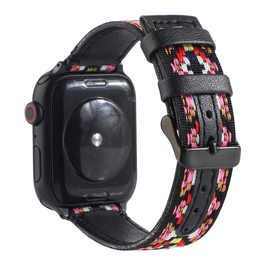 Ethnic Leather Watchband For Apple Watch Series 6 & SE & 5 & 4 40mm / 3 & 2 & 1 38mm, For Apple Watch Series 7 41mm / 6 & SE & 5 & 4 40mm / 3 & 2 & 1 38mm