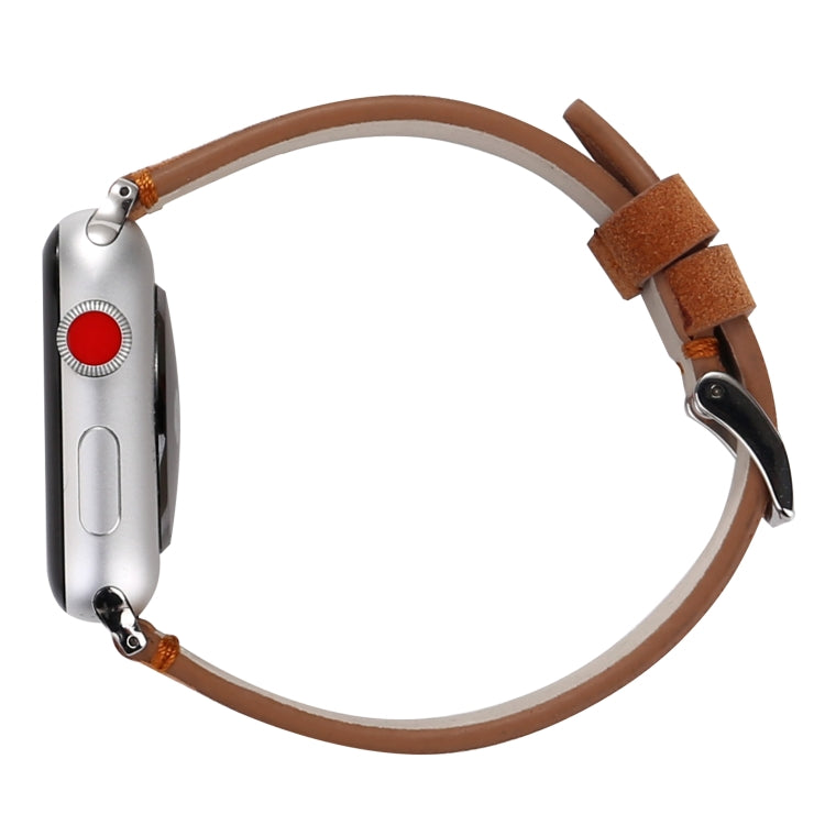 Frosted Genuine Leather Watchband For Apple Watch Series 6 & SE & 5 & 4 40mm / 3 & 2 & 1 38mm, For Apple Watch Series 7 41mm / 6 & SE & 5 & 4 40mm / 3 & 2 & 1 38mm