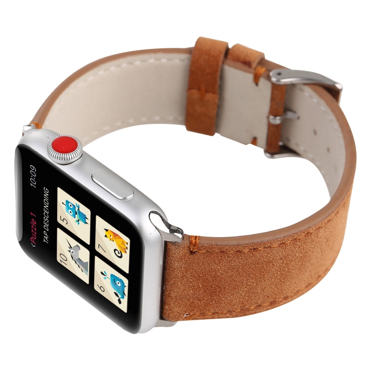 Frosted Genuine Leather Watchband For Apple Watch Series 6 & SE & 5 & 4 40mm / 3 & 2 & 1 38mm, For Apple Watch Series 7 41mm / 6 & SE & 5 & 4 40mm / 3 & 2 & 1 38mm